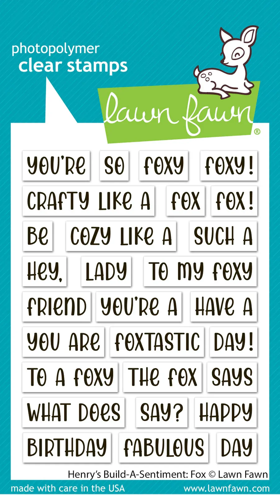Lawn Fawn - Stamps - Henry’s Build-A-Sentiment: Fox - LF3910