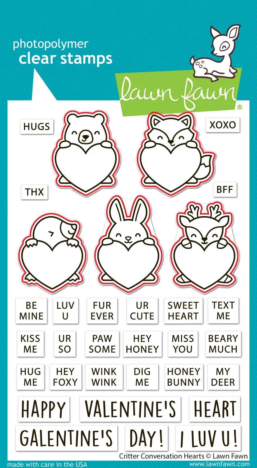 Lawn Fawn - Critter Conversation Hearts - Stamp and Die Bundle