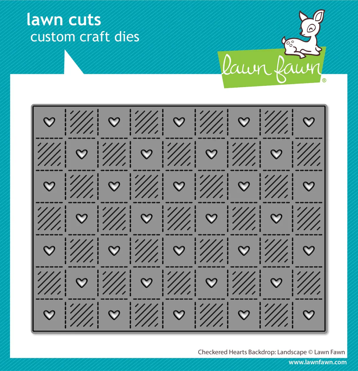 Lawn Fawn - Lawn Cuts - Checkered Hearts Backdrop: Landscape - LF3963