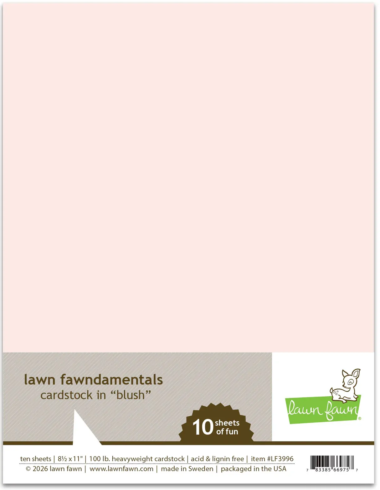 Lawn Fawn - 8.5” x 11” Cardstock - Blush - LF3996