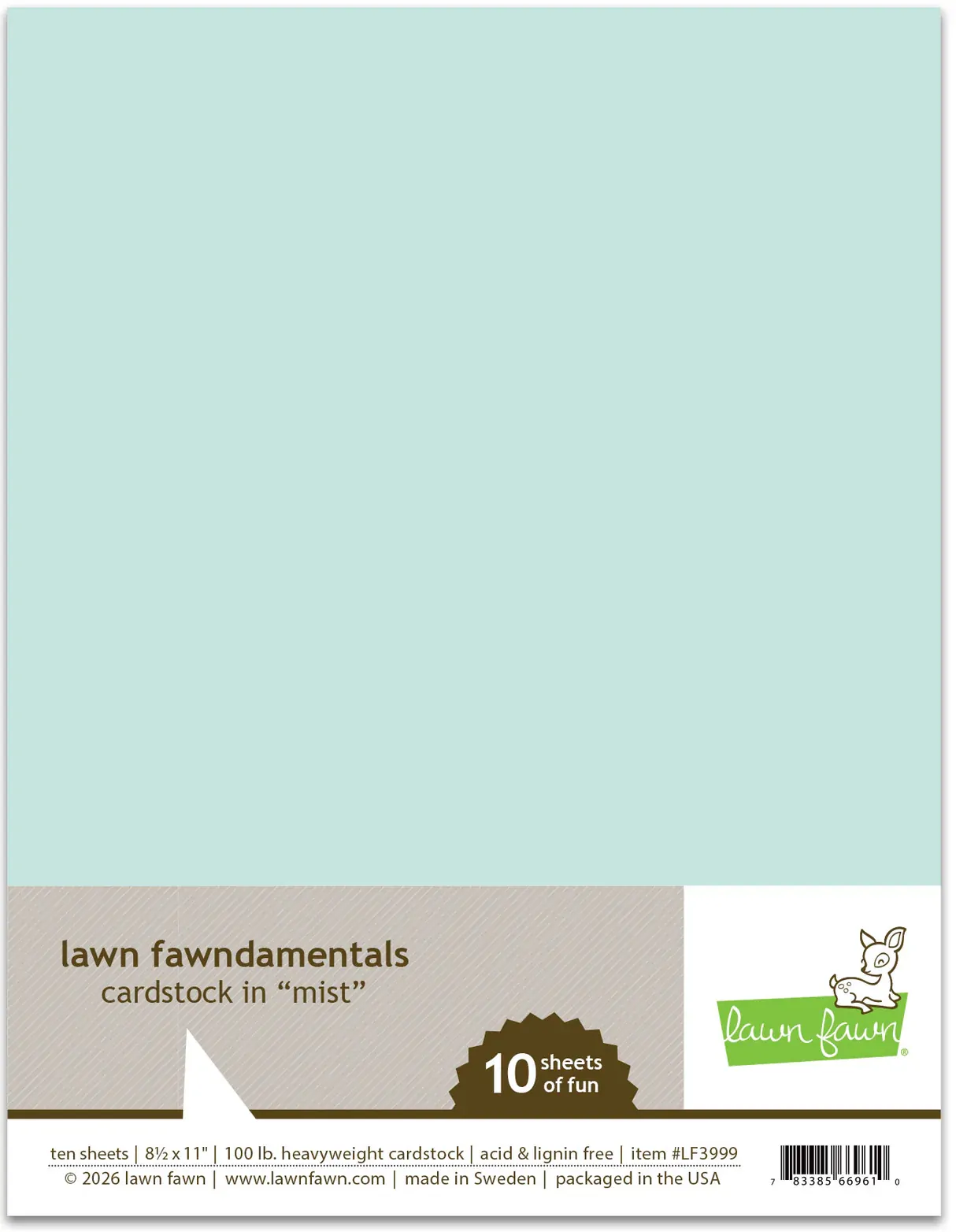 Lawn Fawn - 8.5” x 11” Cardstock - Mist - LF3999