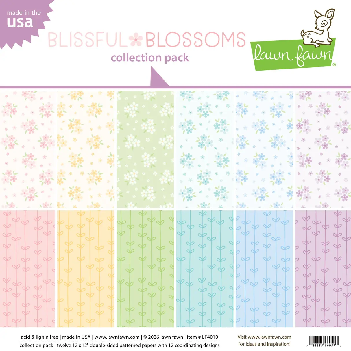 Lawn Fawn - Paper - Blissful Blossoms - Collection Pack - LF4010