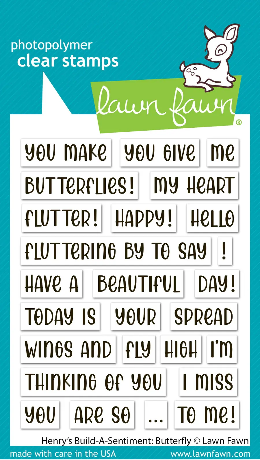 Lawn Fawn - Stamps - Henry’s Build-A-Sentiment - Butterfly - LF4027