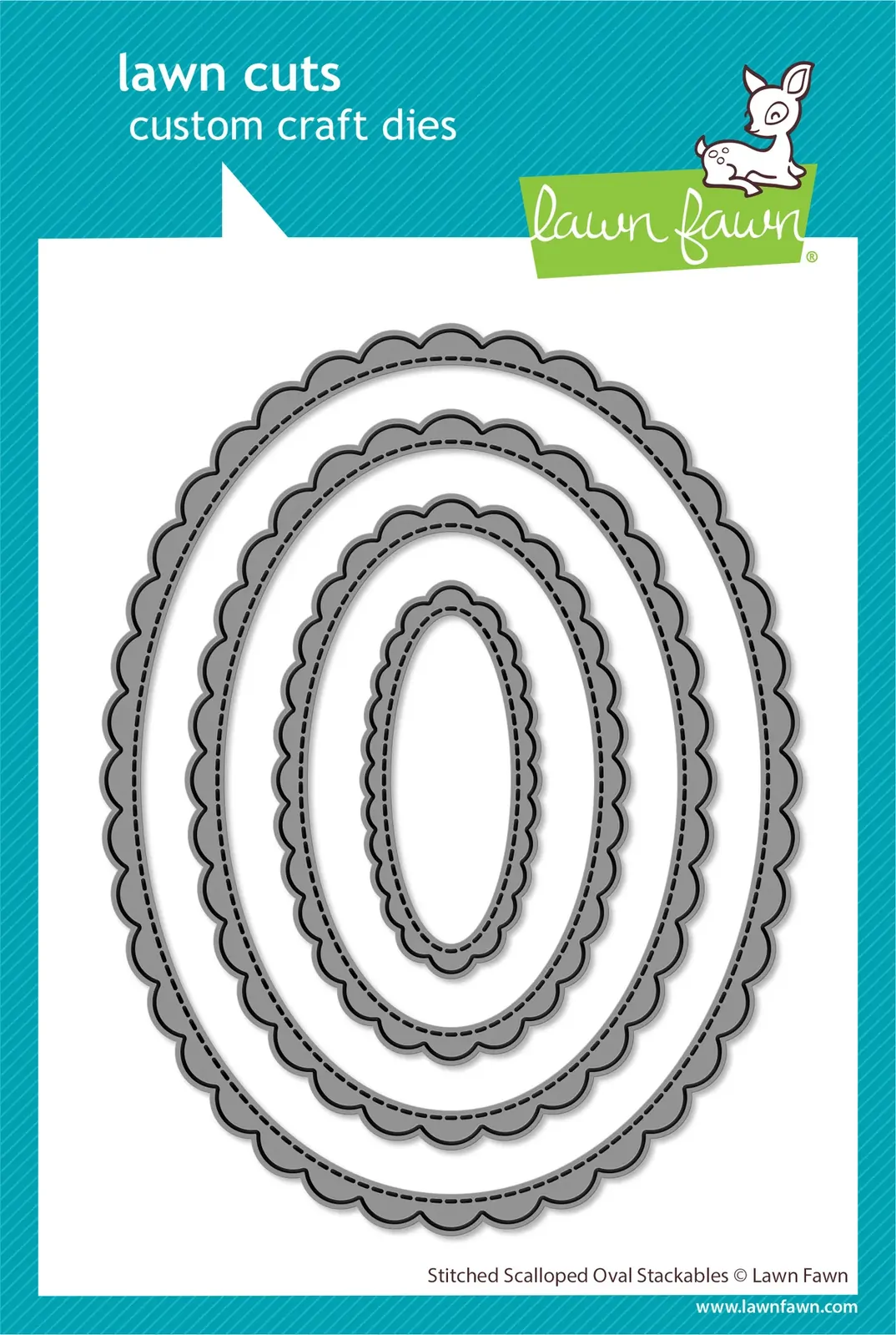 Lawn Fawn - Lawn Cuts - Stitched Scalloped Oval Stackables Dies - LF4050