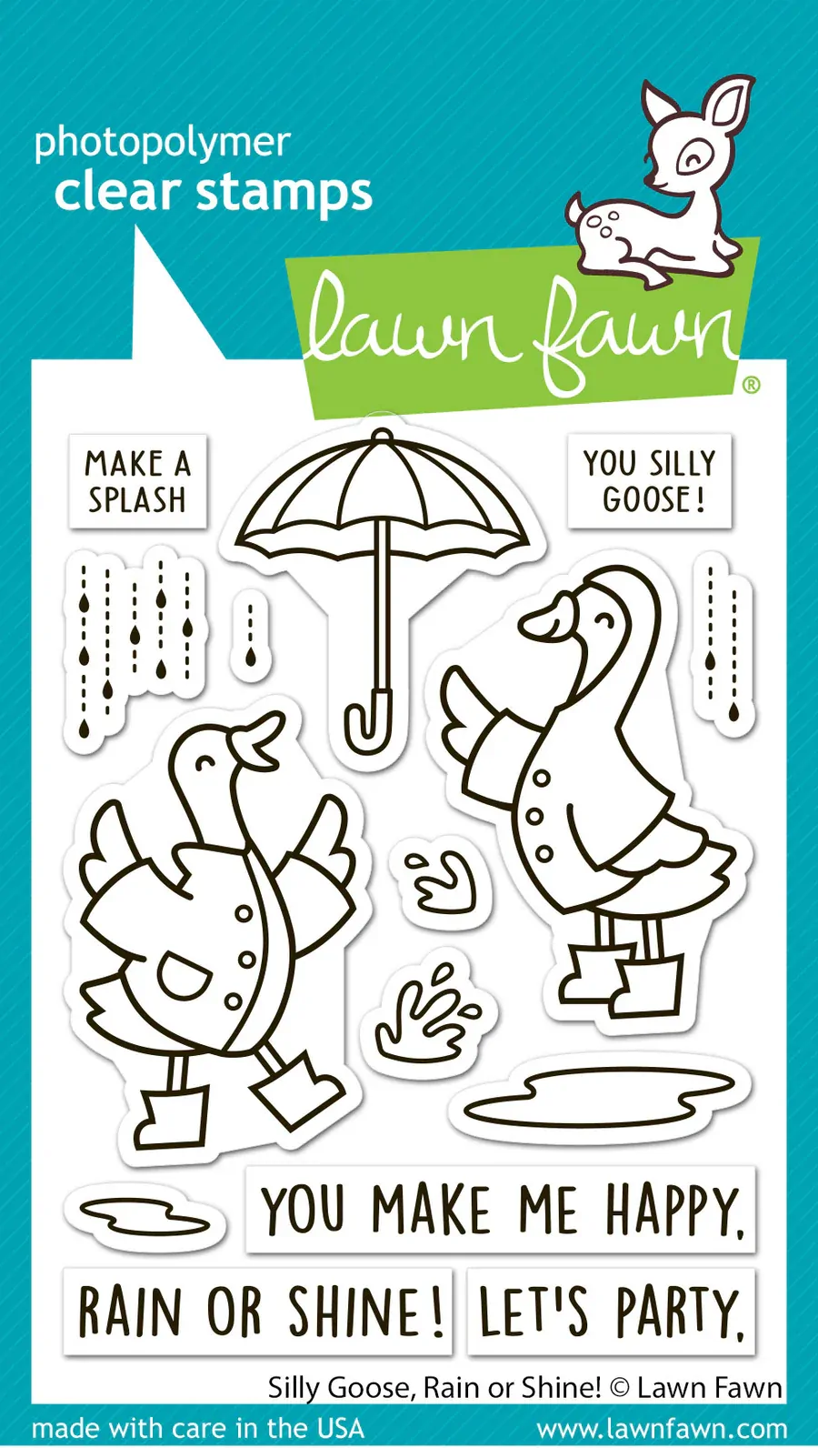 Lawn Fawn - Stamps - Silly Goose, Rain or Shine - LF4072