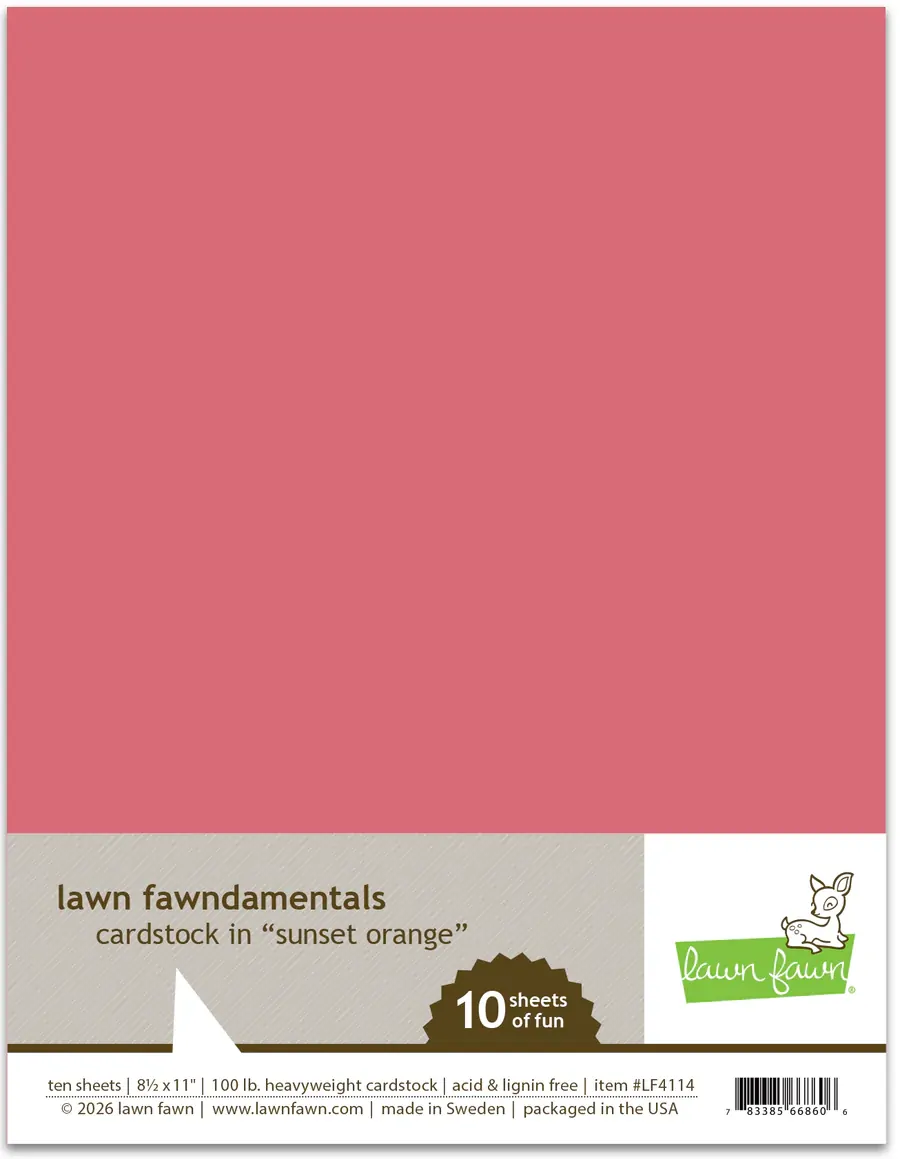 Lawn Fawn - 8.5” x 11” Cardstock - Sunset Orange - LF4114
