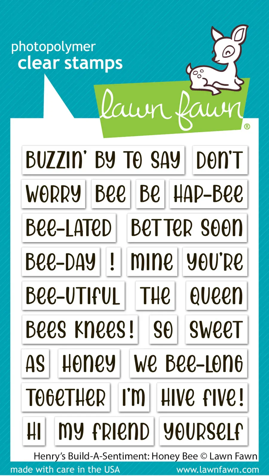 Lawn Fawn - Stamps - Henry's Build-A-Sentiment: Honey Bee - LF4128