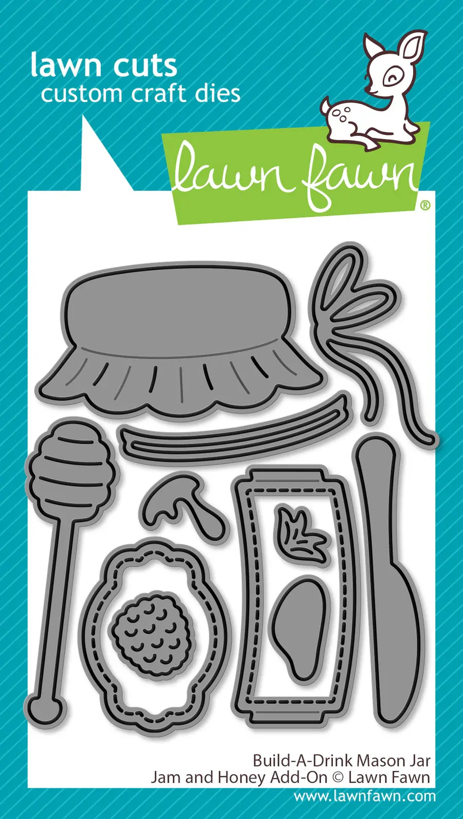 Lawn Fawn - Lawn Cuts - Build-a-Drink Mason Jar Jam and Honey Add-On Dies - LF4133