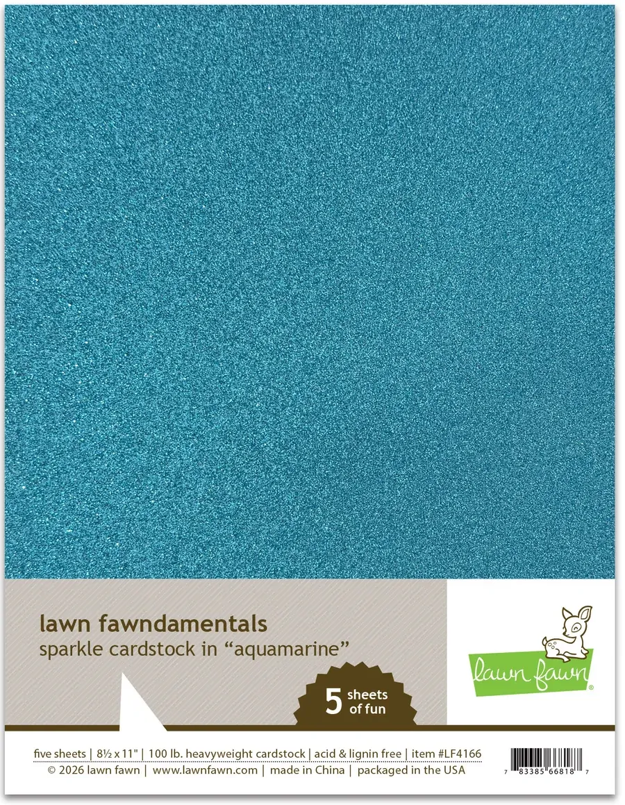 Lawn Fawn - 8.5” x 11” Sparkle Cardstock - Aquamarine - LF4166