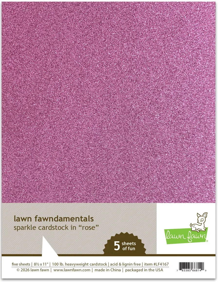 Lawn Fawn - 8.5” x 11” Sparkle Cardstock - Rose - LF4167