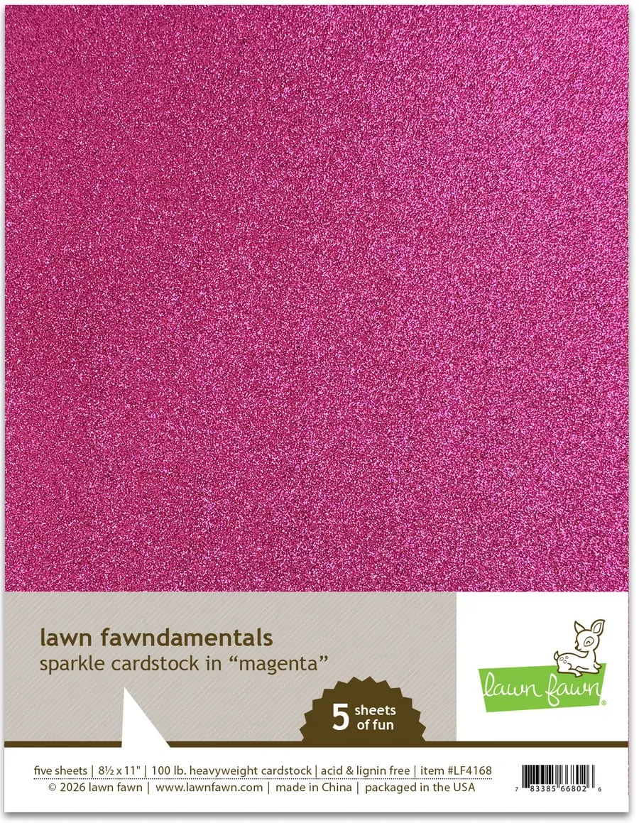Lawn Fawn - 8.5” x 11” Sparkle Cardstock - Magenta - LF4168