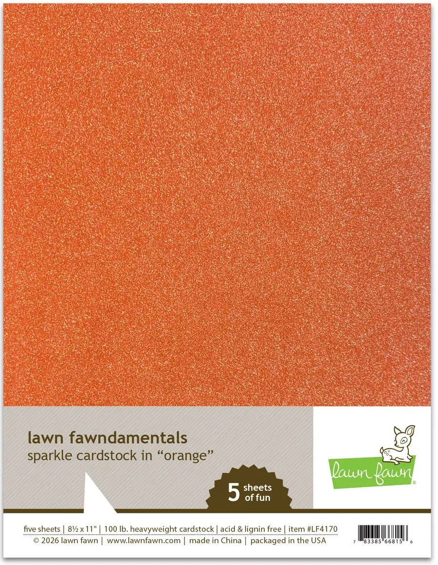 Lawn Fawn - 8.5” x 11” Sparkle Cardstock - Orange - LF4170