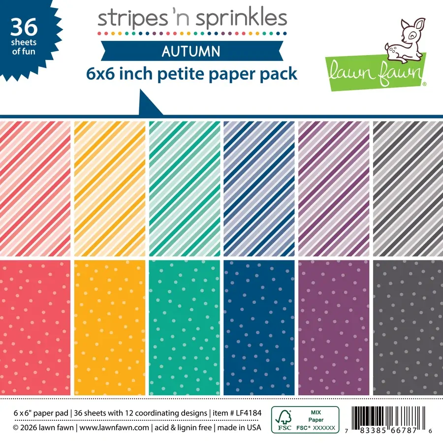 Lawn Fawn - Paper - Stripes 'n Sprinkles Autumn - Petite Paper Pack - LF4184