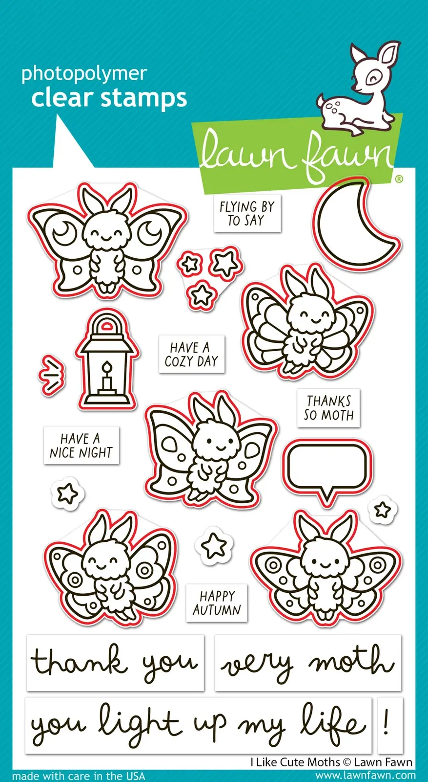 Lawn Fawn - I Like Cute Moths - Stamp and Die Bundle