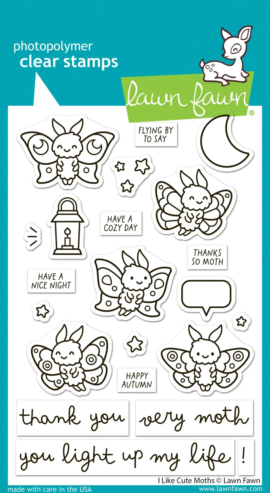 Lawn Fawn - Stamps - I Like Cute Moths - LF4192