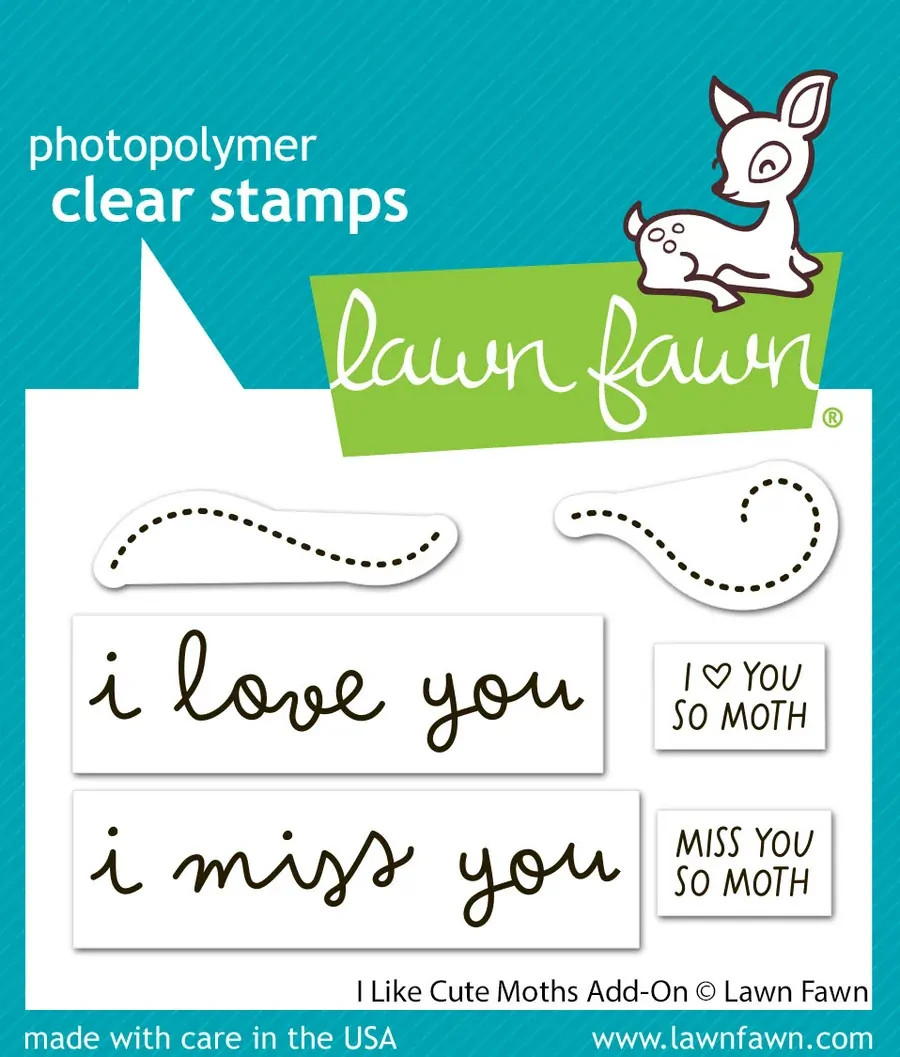 Lawn Fawn - Stamps - I Like Cute Moths Add-On - LF4195