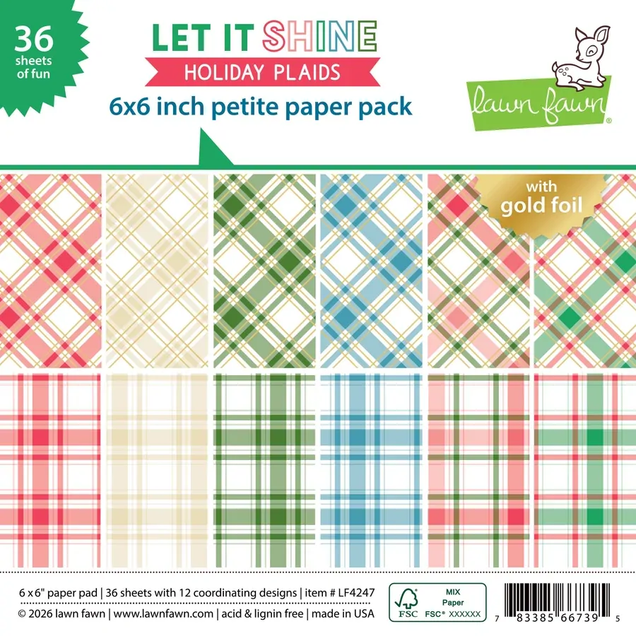 Lawn Fawn - Paper - Let It Shine Holliday Plaids - Petite Paper Pack - LF4247