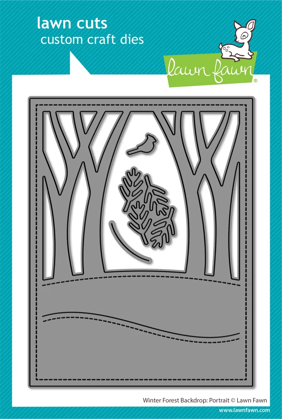 Lawn Fawn - Lawn Cuts - Winter Forest Backdrop: Portrait Dies - LF4276