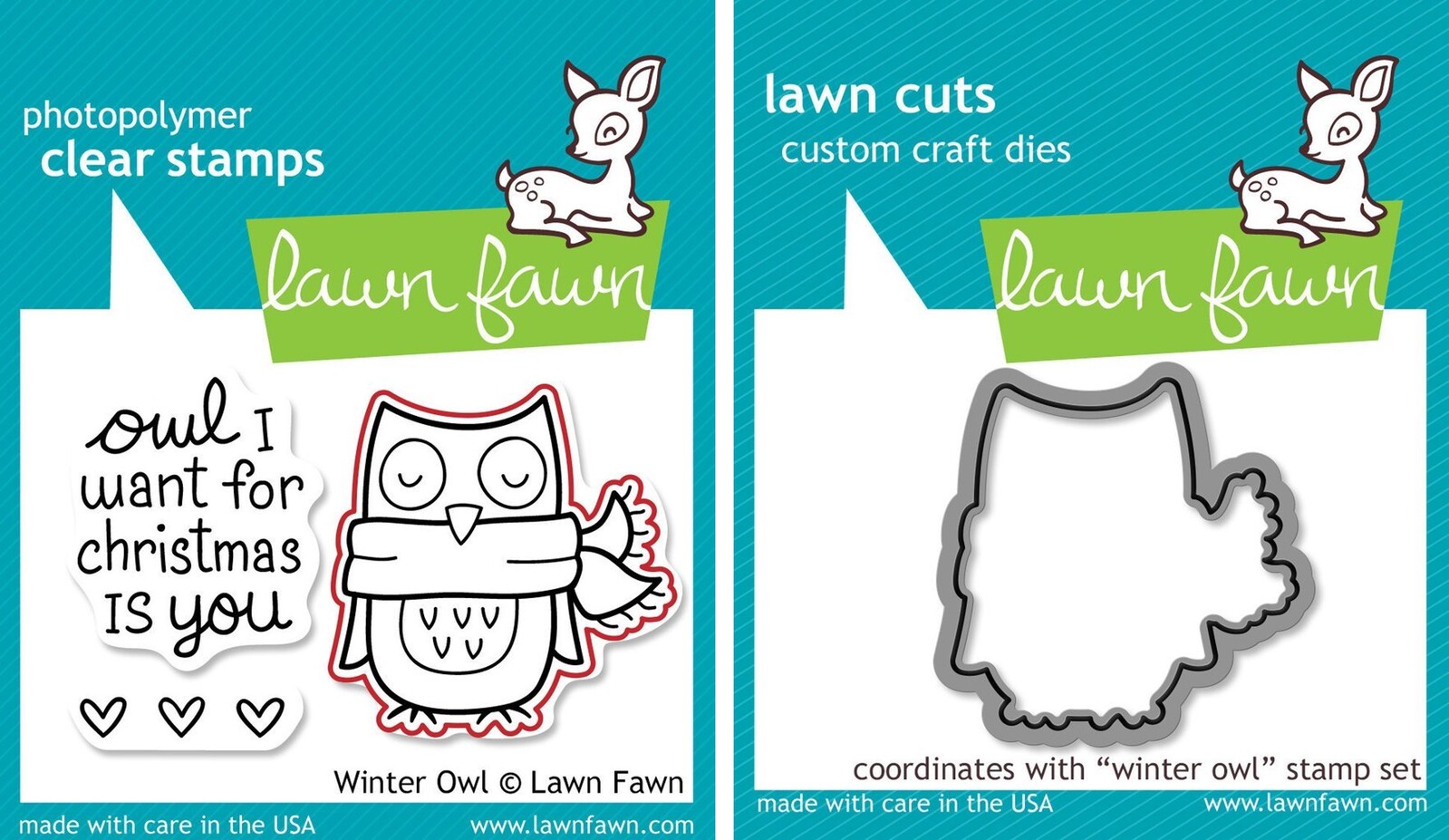 Lawn Fawn Winter Owl Stamp+Die Bundle