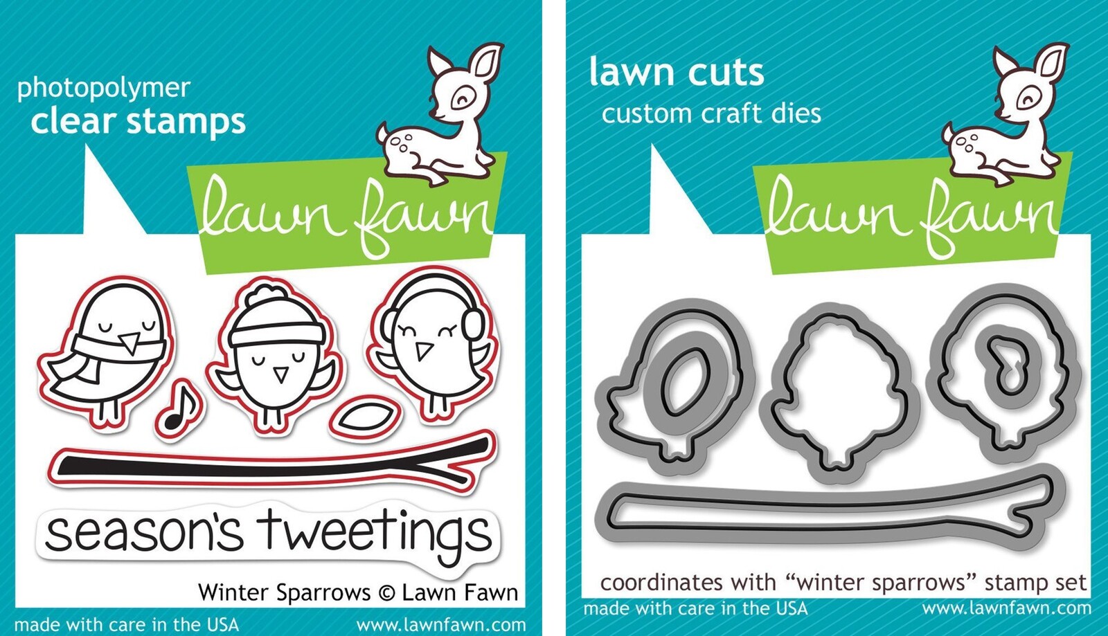 Lawn Fawn Winter Sparrow Stamp+Die Bundle