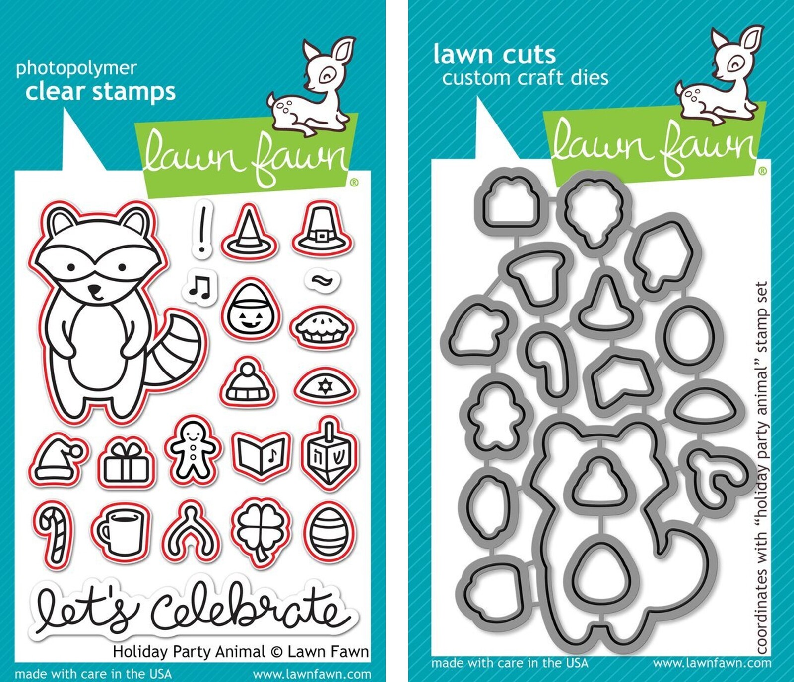 Lawn Fawn Holiday Party Animals Stamp+Die Bundle