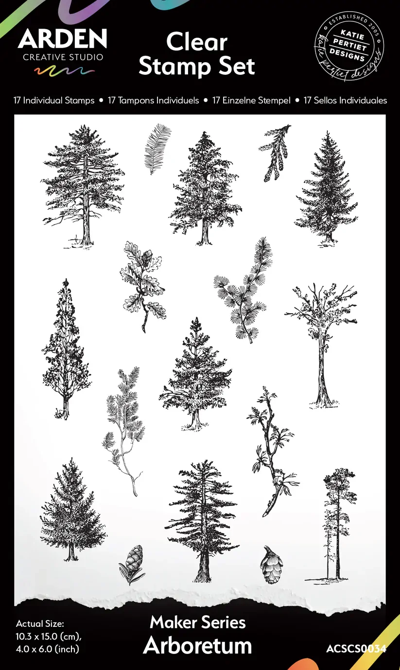 Arden Creative 4” x. 6” Clear Stamp Set - Maker Series - Arboretum