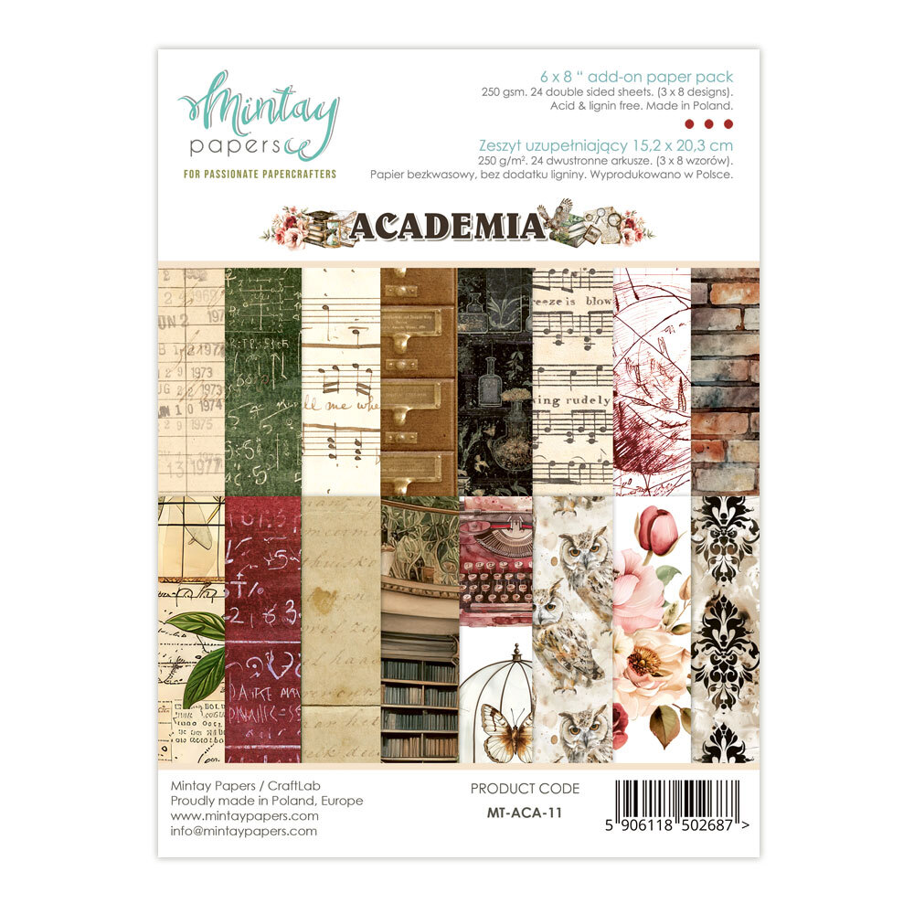 Mintay Papers 6x8 Add-on Paper Pack 240gsm 24 Sheets Academia