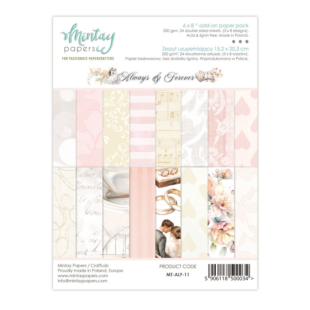 Mintay Papers 6x8 Add-on Paper Pack 240gsm 24 Sheets Always and Forever