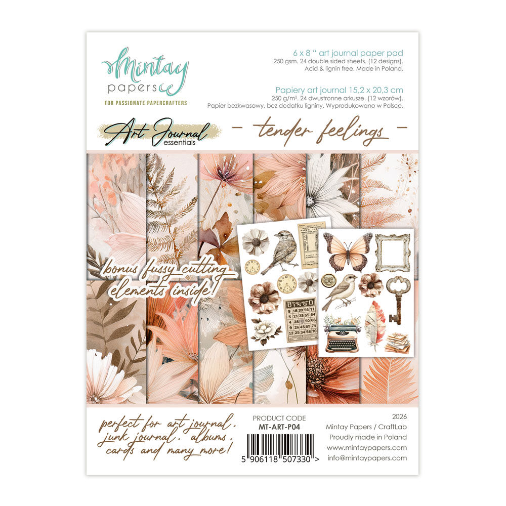 Mintay Papers 6x8 Paper Pack 240gsm 24 Sheets - Tender Feelings - Art Journal Essentials 04