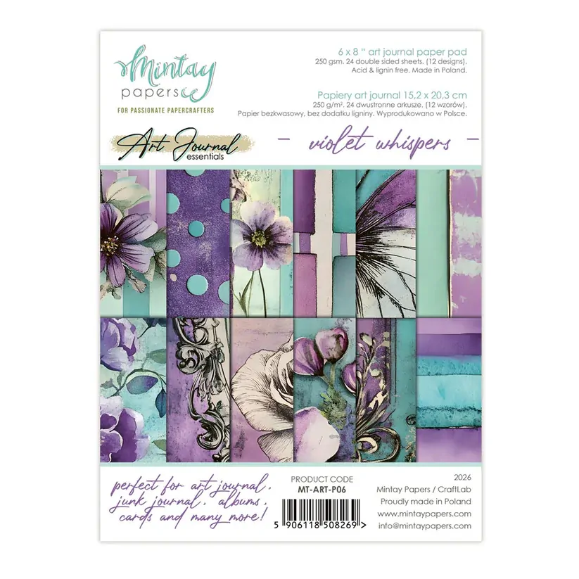Mintay Papers 6x8 Paper Pack 240gsm 24 Sheets - Violet Whispers - Art Journal Essentials 06