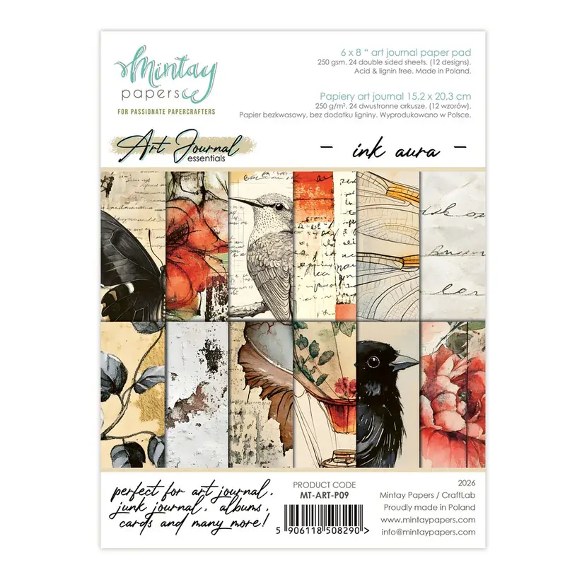 Mintay Papers 6x8 Paper Pack 240gsm 24 Sheets - Ink Aura - Art Journal Essentials 09