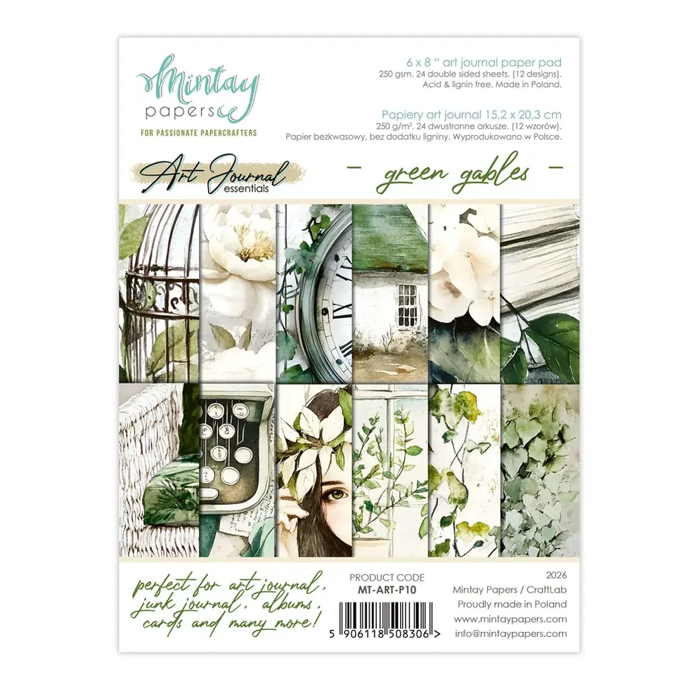 Mintay Papers 6x8 Paper Pack 240gsm 24 Sheets - Green Gables - Art Journal Essentials 10