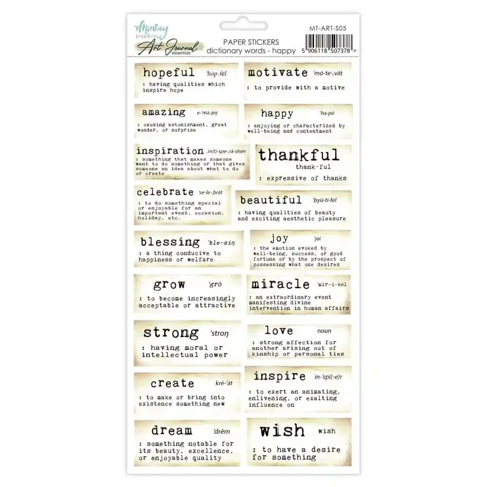 Mintay Papers Dictionary Words (Happy) - Art Journal Essentials Stickers 05