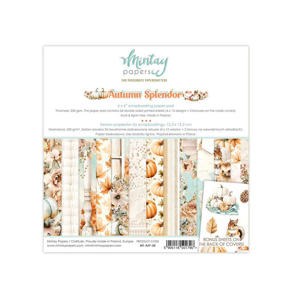 Mintay Papers 6x6 Papers 240gsm 24 Sheets Autumn Splendor