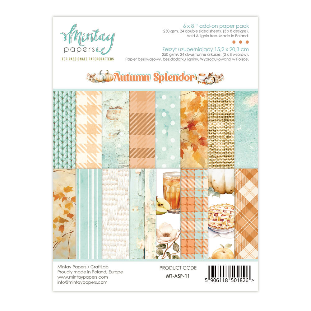 Mintay Papers 6x8 Add-on Paper Pack 240gsm 24 Sheets Autumn Splendor
