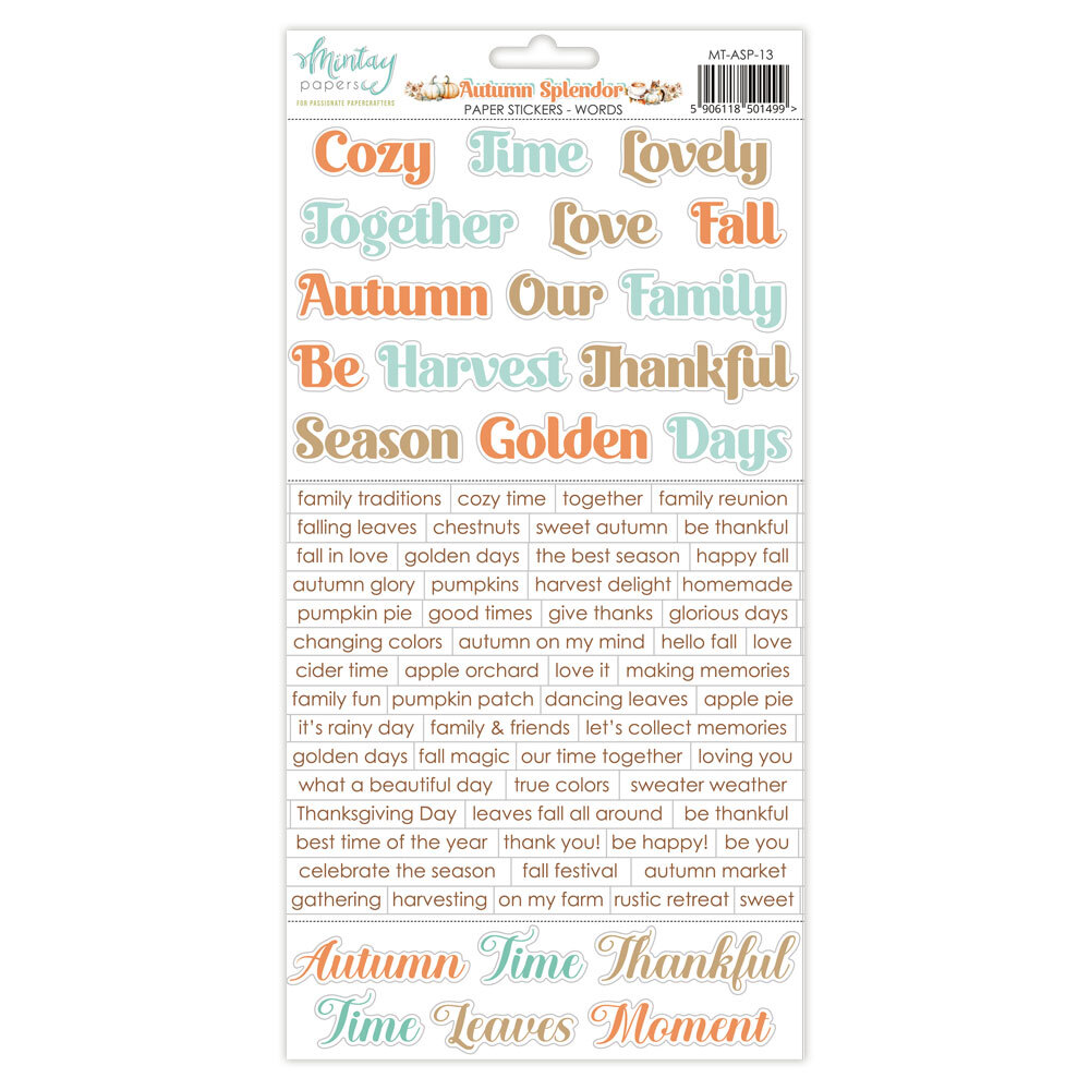 Mintay Papers 6x12 Stickers Sheet (Words) Autumn Splendor