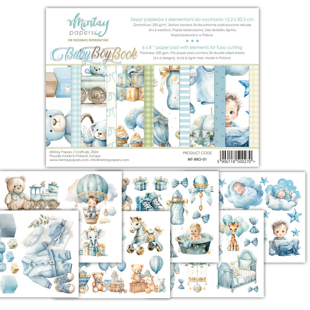 Mintay Papers 6x8 Booklets 240gsm 24 Sheets - Baby Boy