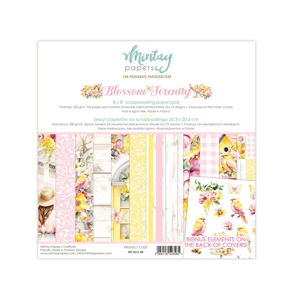 Mintay Papers 8x8 Papers 240gsm 24 Sheets Blossom Serenity