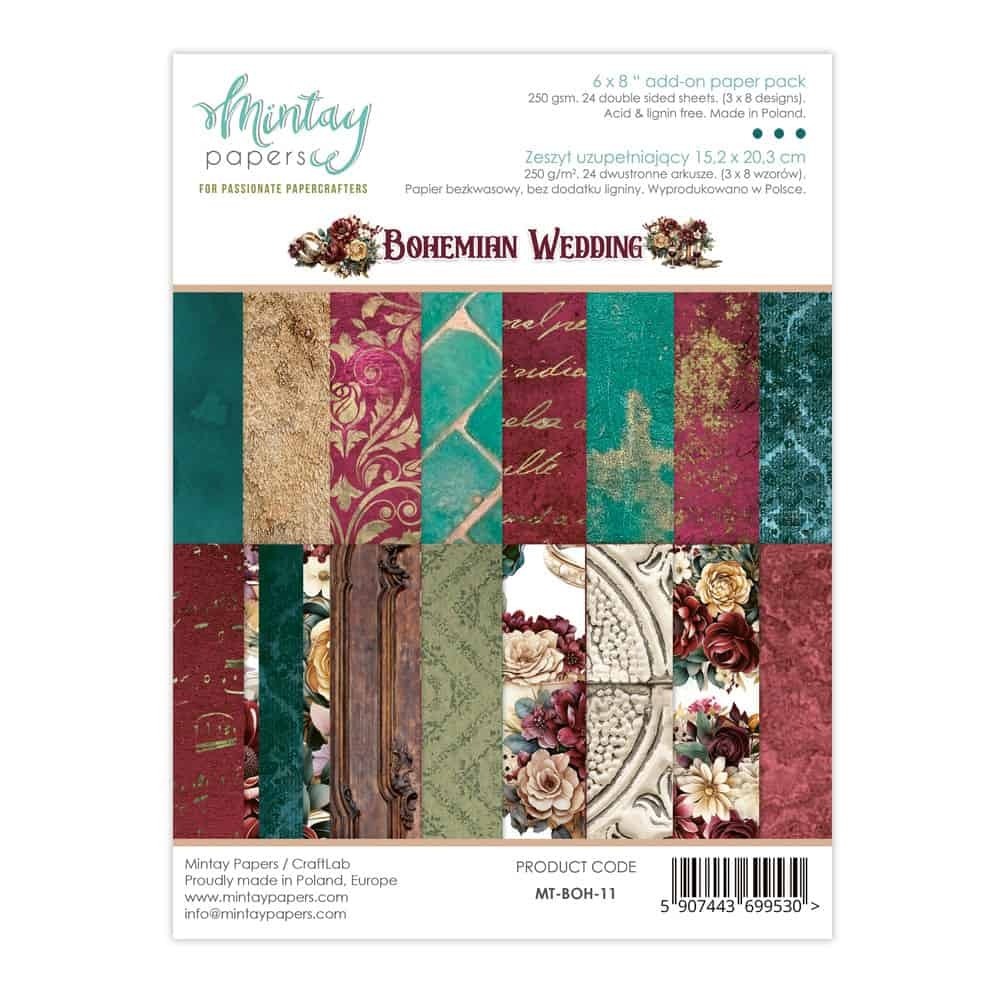 Mintay Papers 6x8 Add-on Paper Pack 240gsm 24 Sheets Bohemian Wedding