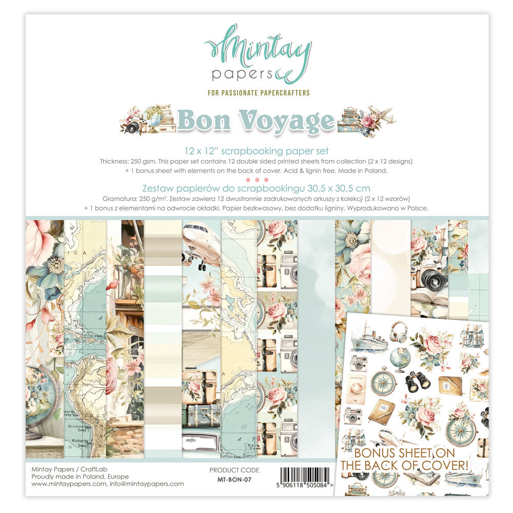 Mintay Papers 12x12 Papers 240gsm Bon Voyage