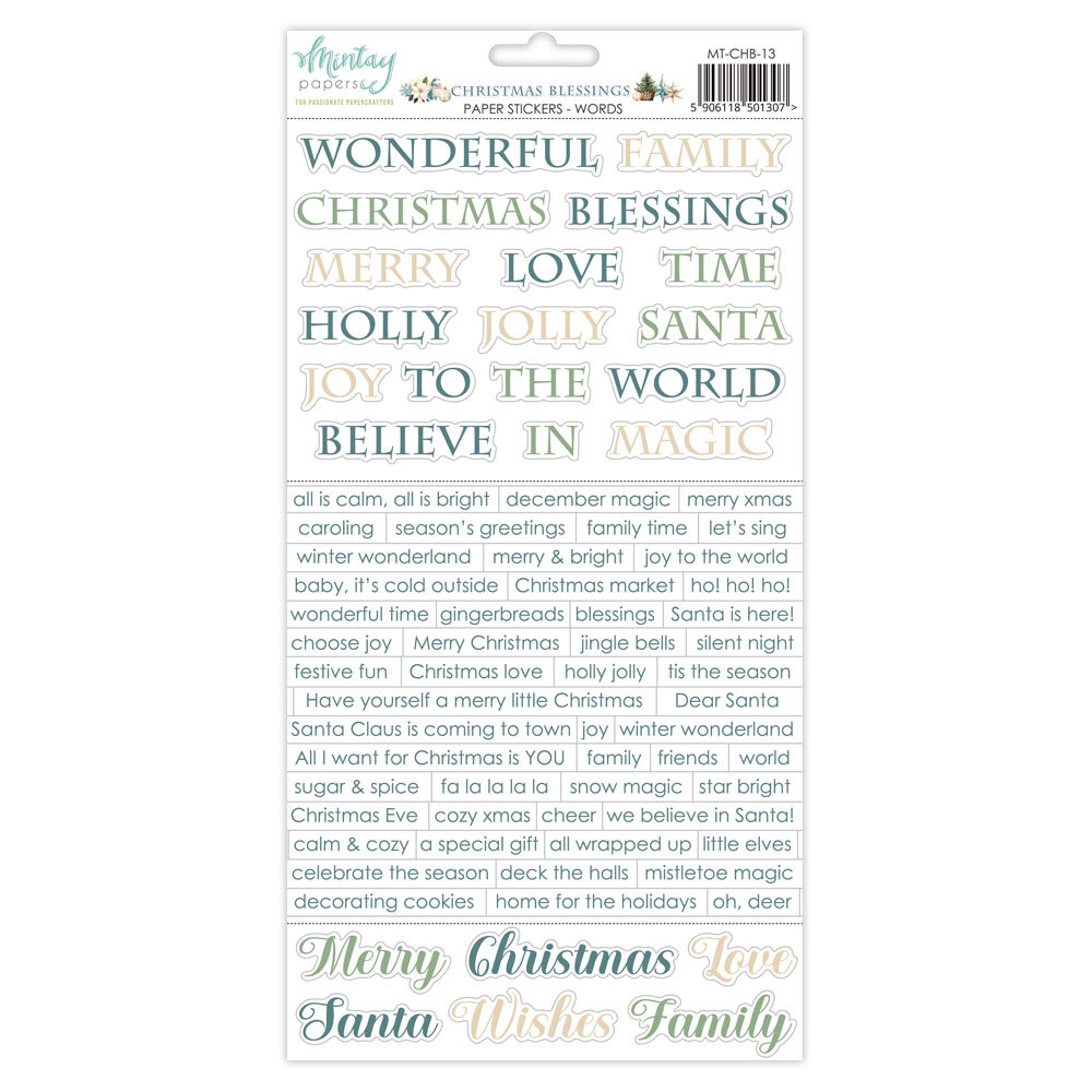 Mintay Papers 6x12 Stickers Sheet (Words) Christmas Blessings