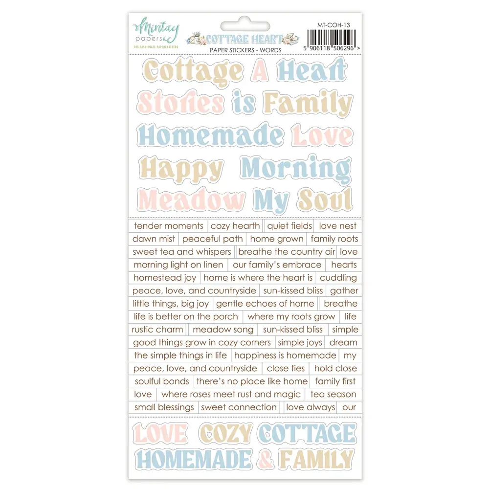 Mintay Papers 6x12 Stickers Sheet (Words) Cottage Heart