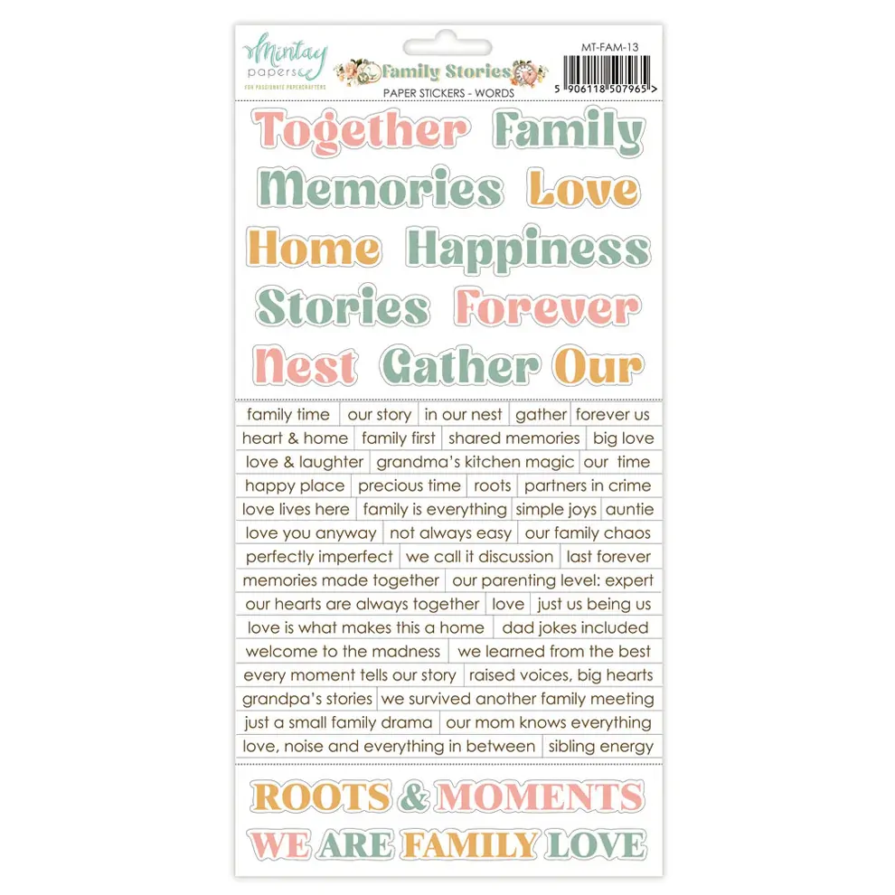 Mintay Papers 6x12 Stickers Sheet (Words) Family Stories