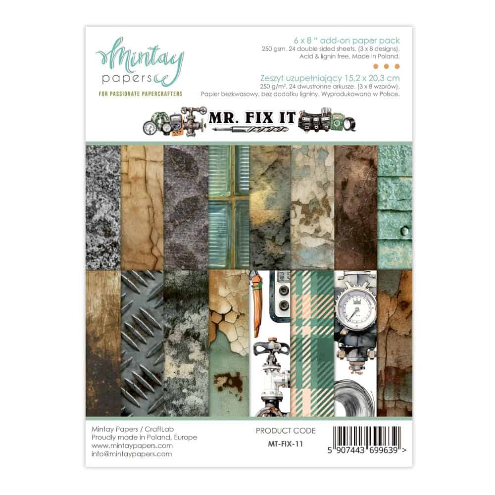 Mintay Papers 6x8 Add-on Paper Pack 240gsm 24 Sheets Mr. Fix It