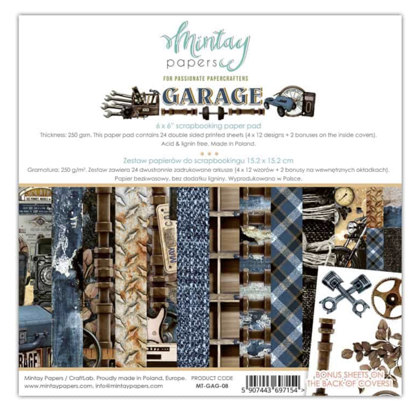 Mintay Papers 6x6 Papers 240gsm 24 Sheets Garage