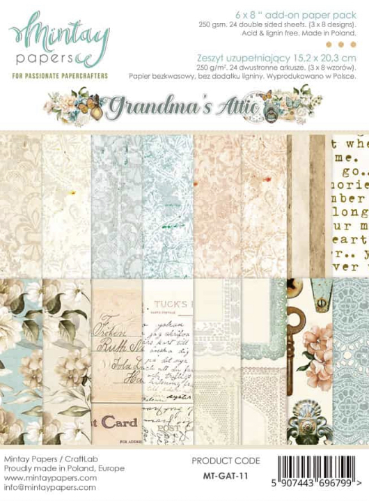 Mintay Papers 6x8 Add-on Paper Pack 240gsm 24 Sheets Grandma’s Attic