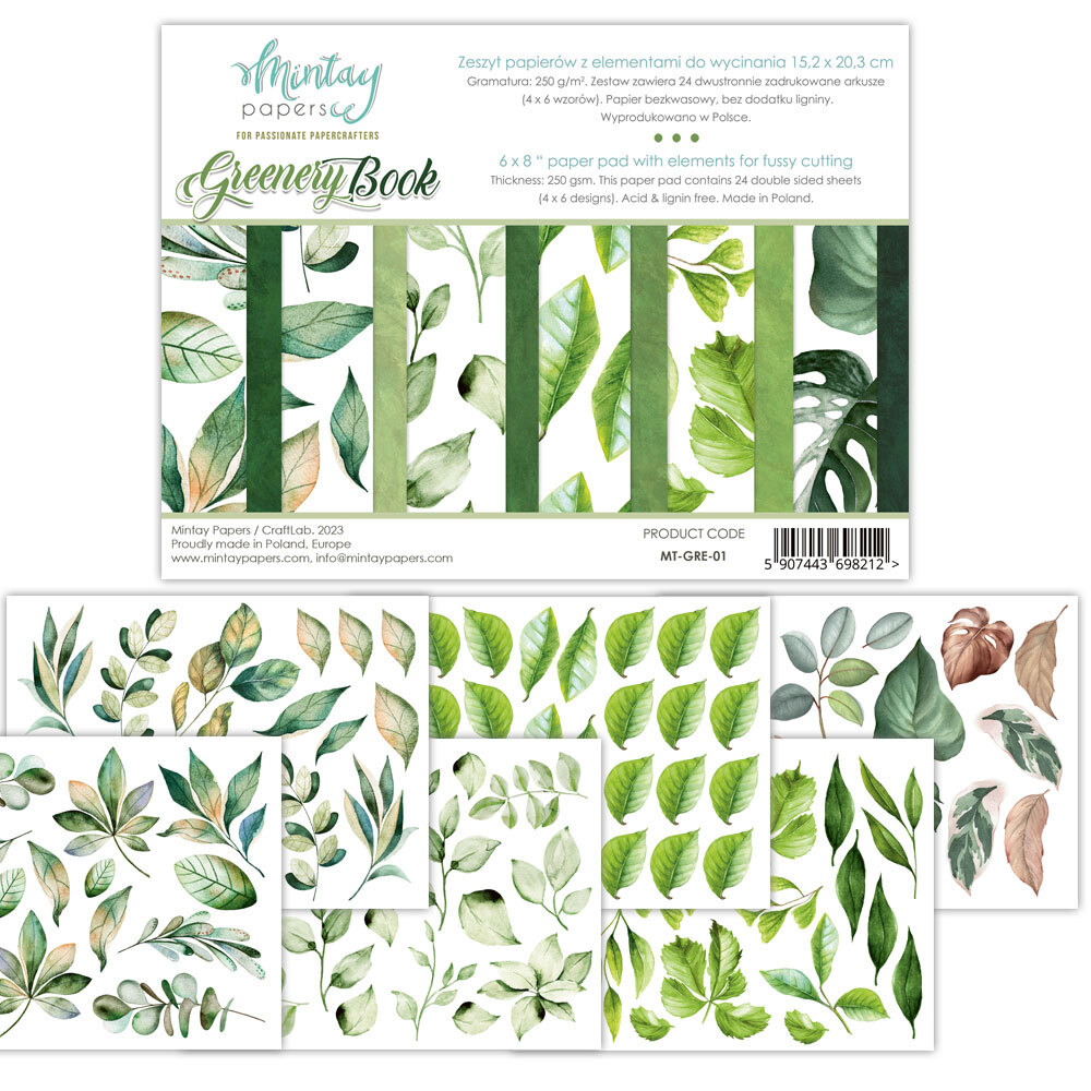 Mintay Papers 6x8 Booklets 240gsm 24 Sheets Greenery