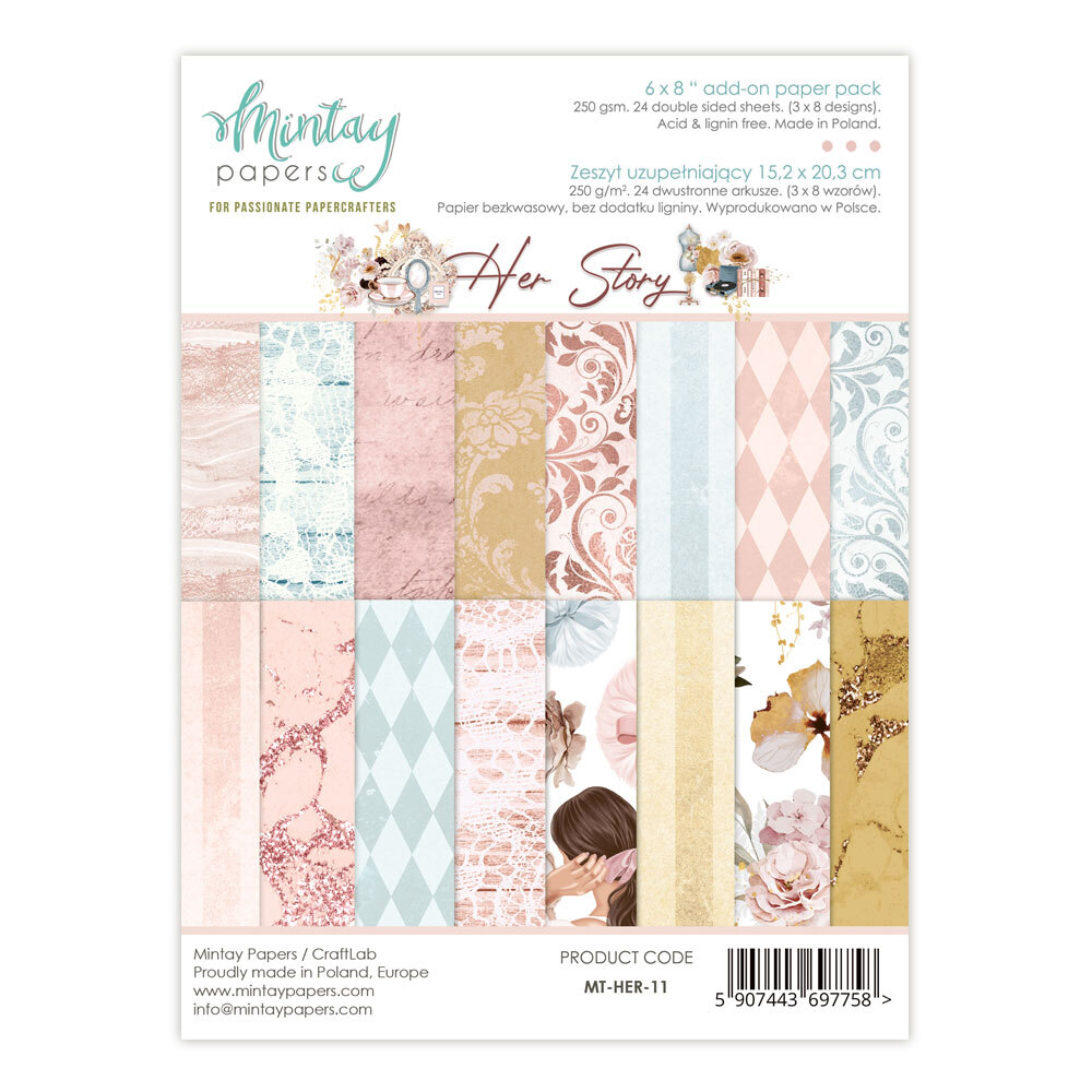 Mintay Papers 6x8 Add-on Paper Pack 240gsm 24 Sheets Her Story