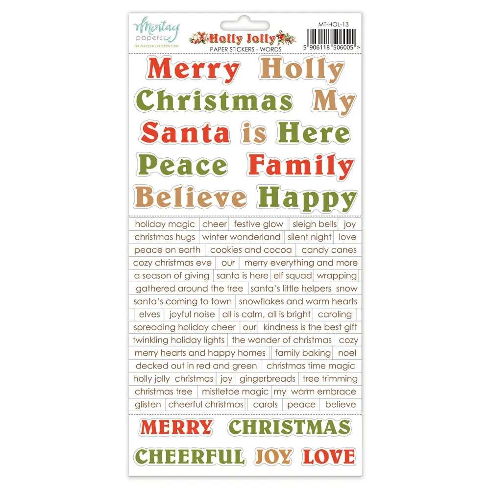 Mintay Papers 6x12 Stickers Sheet (Words) Holly Jolly