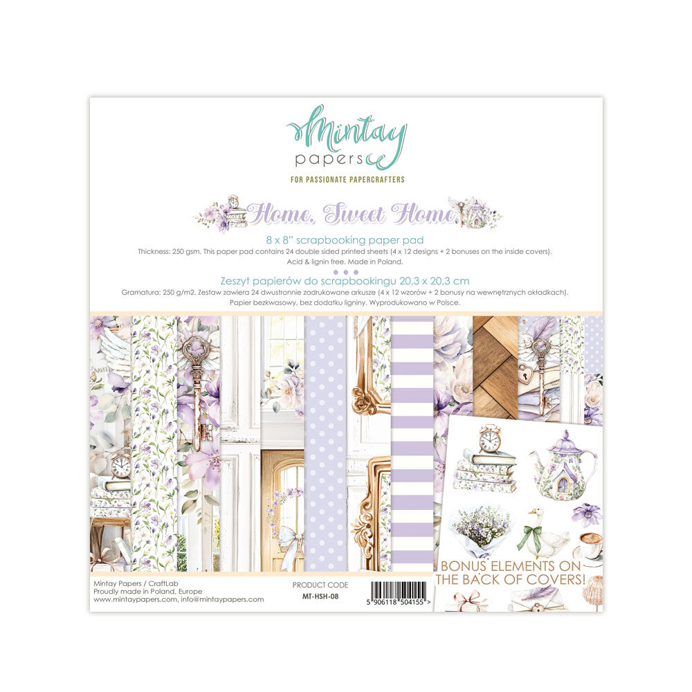 Mintay Papers 8x8 Papers 240gsm 24 Sheets Home Sweet Home